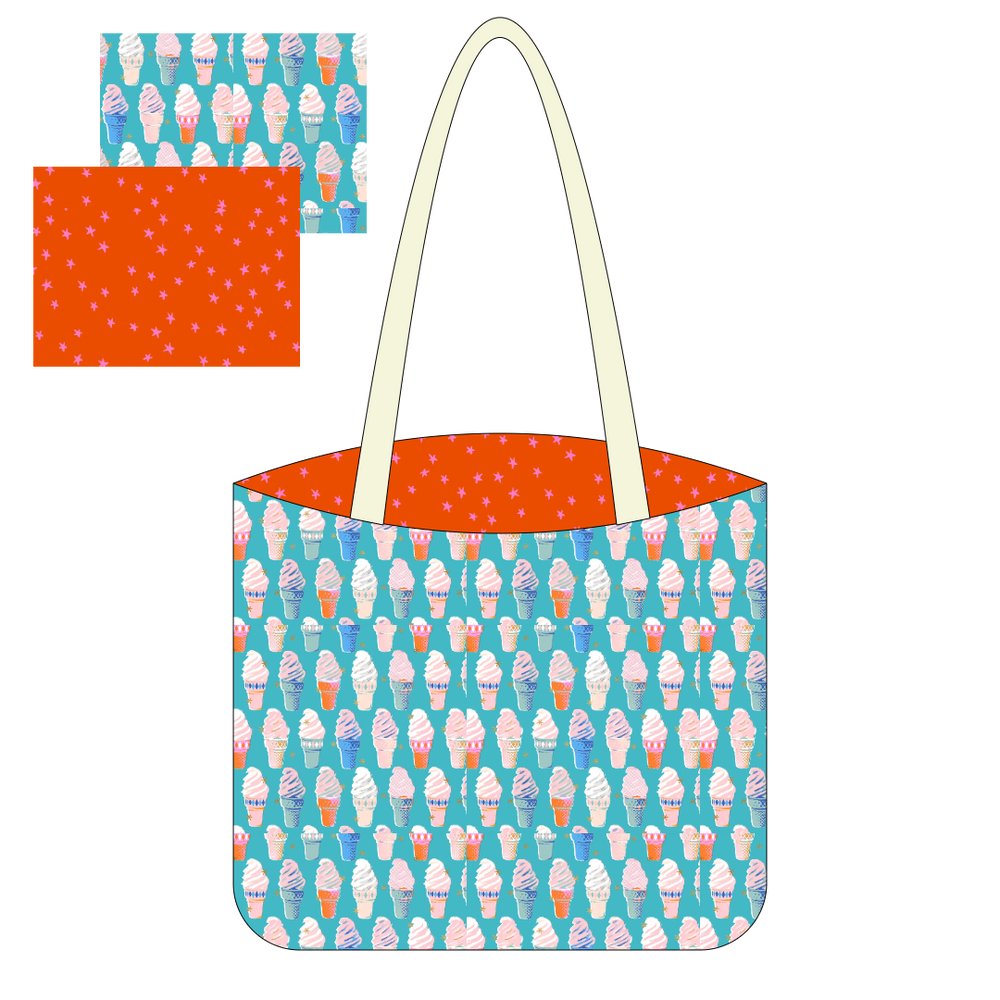 Ice Cream Turquoise & Starry Warm Red - Tote Kit - All Cotton