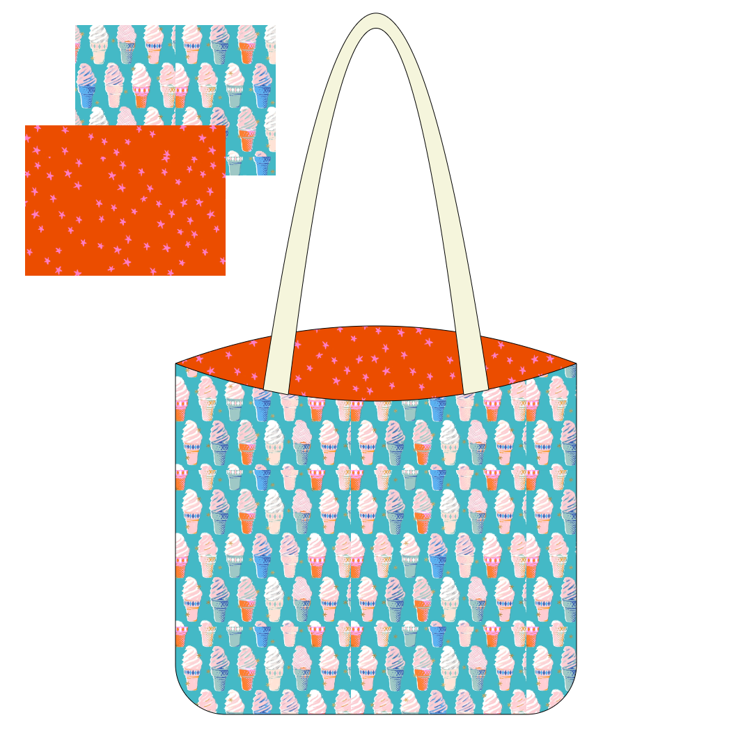 Ice Cream Turquoise & Starry Warm Red - Tote Kit - All Cotton