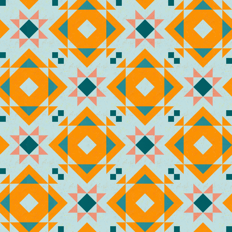 Market Exclusive - Interlaced Stars Throw Quilt Kit - Tangerine Wake Up