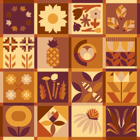 Modern Botanical Sampler Quilt Kit - Autumn