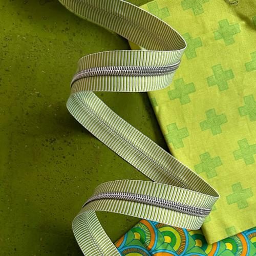 3yd Zipper Tape -  Lime Stripe