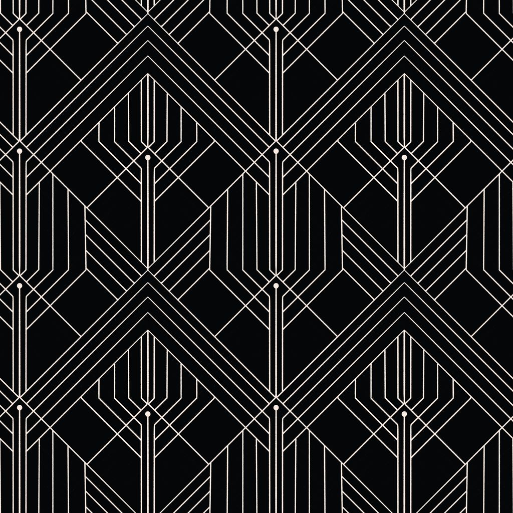 a geometric pattern in white against a black background