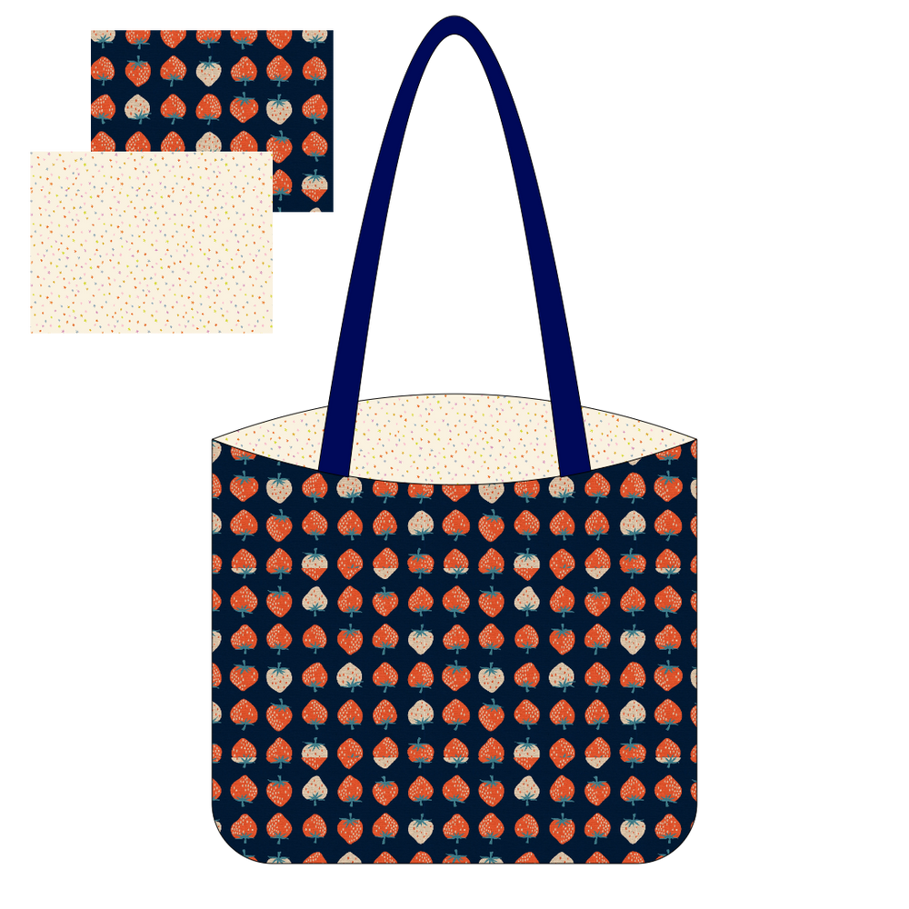 Navy Strawberry and Multi Mini Stars Canvas Tote Kit
