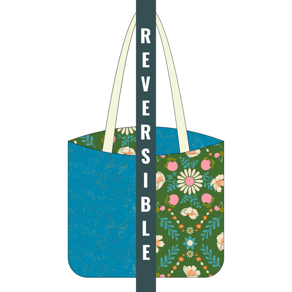 Tote Bag Sewing Kit - Poppy Garden + Speckled Bright Blue