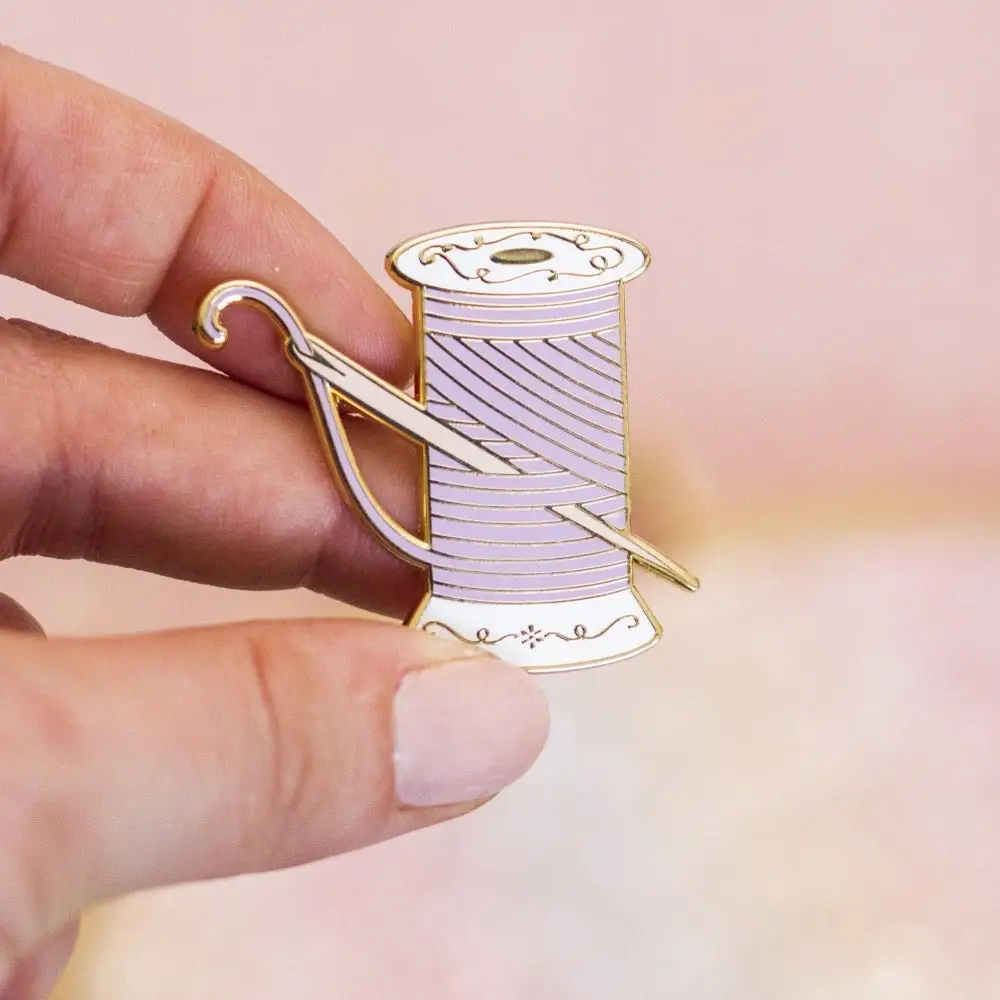 Needle and Thread Enamel Pin - Purple