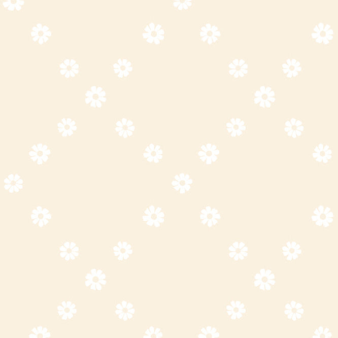 Pattern of small white flowers on a beige background