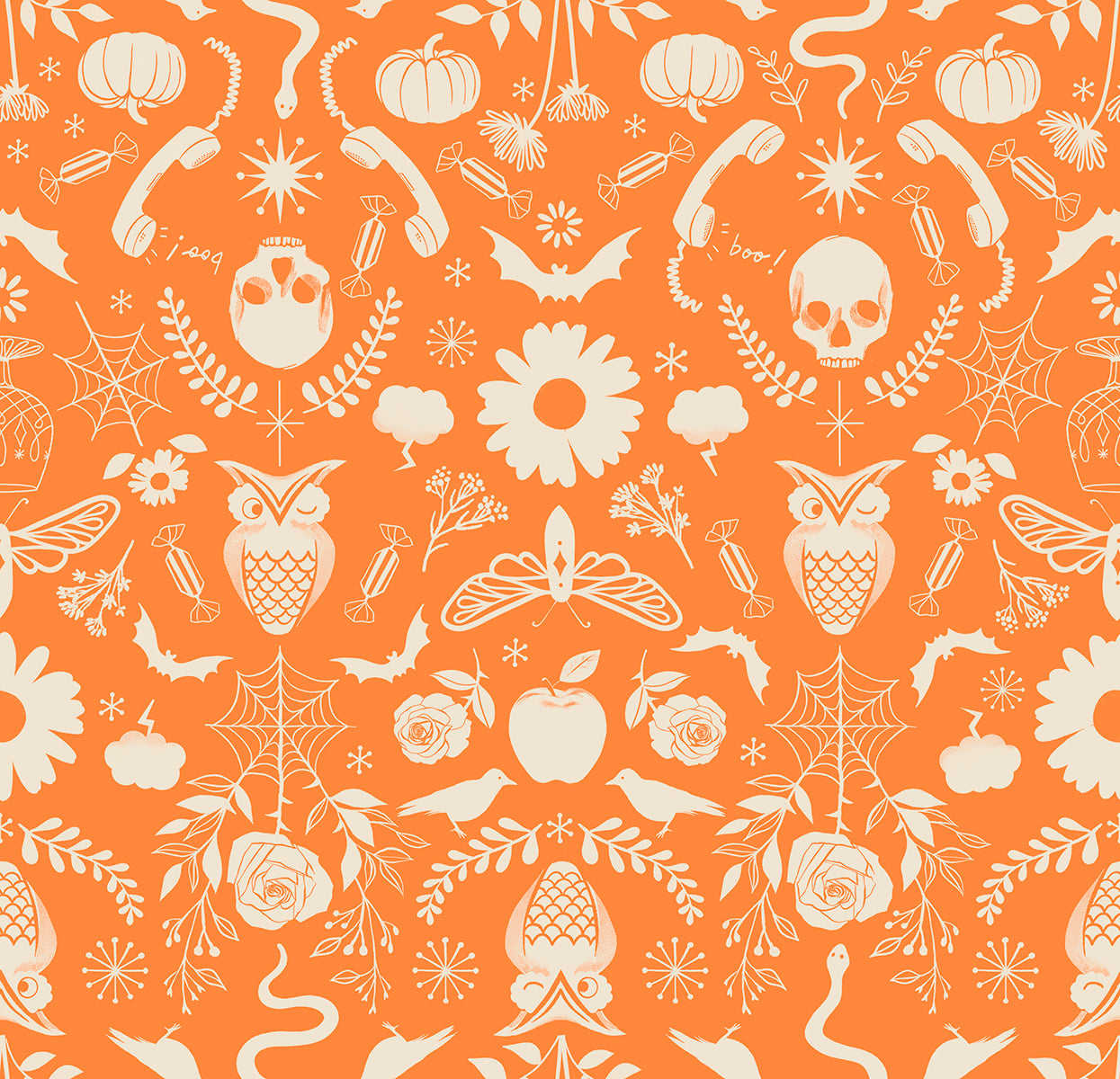 Good Spirits - Creepy Damask - Pumpkin