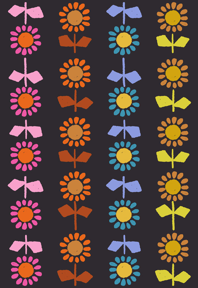 Catnap – Daisy Stripe CANVAS – Black