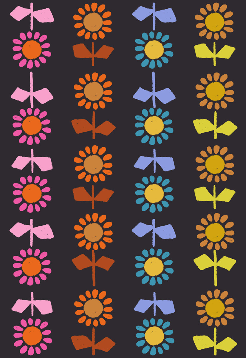 Catnap – Daisy Stripe CANVAS – Black