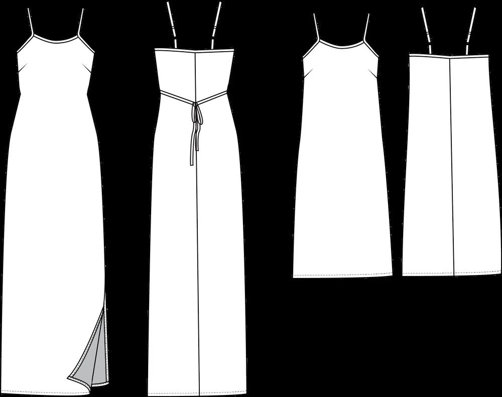saltwater slip dress Pattern Private Sale 2024 Black Shoes Gray Dress and low scoop back Body Form Color:White