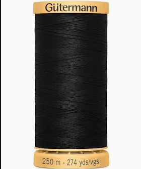 Gutermann Natural Cotton Thread - 50wt 274yds - Black (1001)