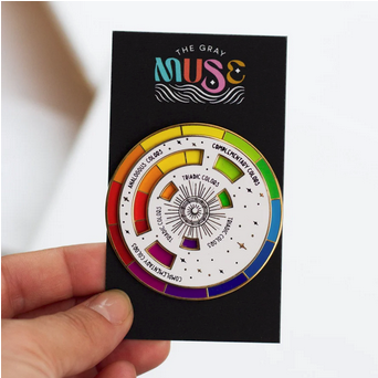 Color Wheel Enamel Pin (White/Gold) 