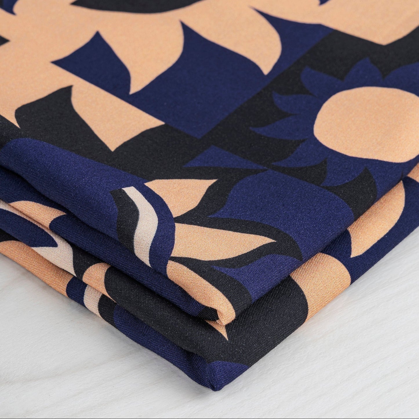 Ecovero Viscose - Solar Mosaic - Black/Navy/Tan