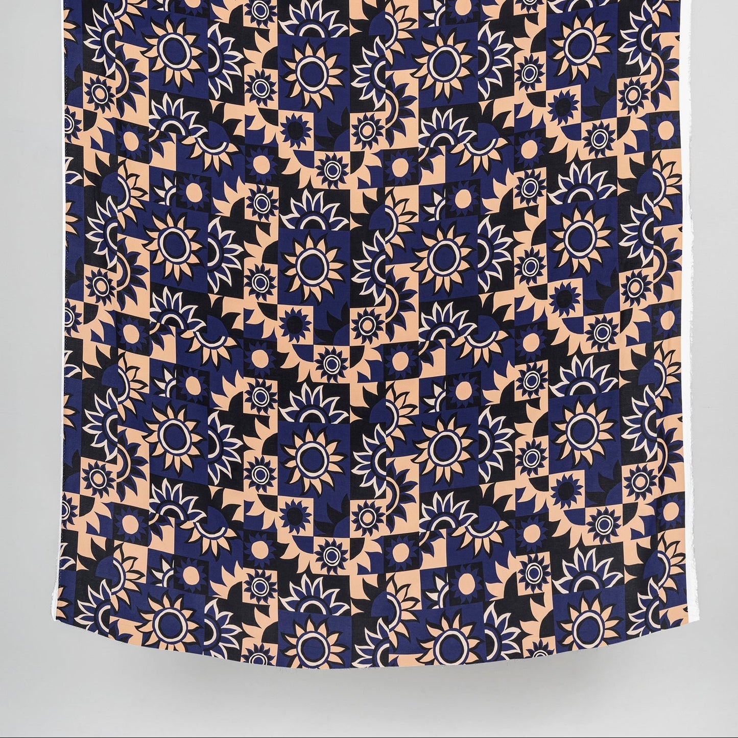 Ecovero Viscose - Solar Mosaic - Black/Navy/Tan