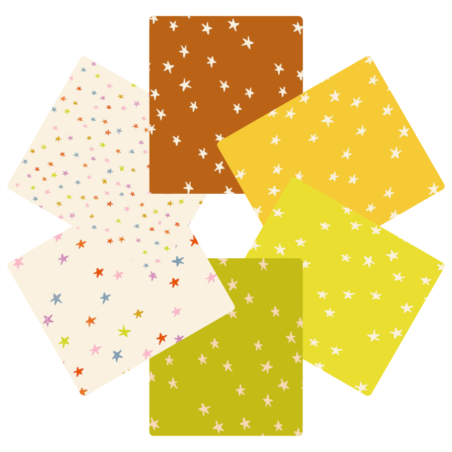 Starry Fat Quarter Bundle - Greens and Yellows (6pc)