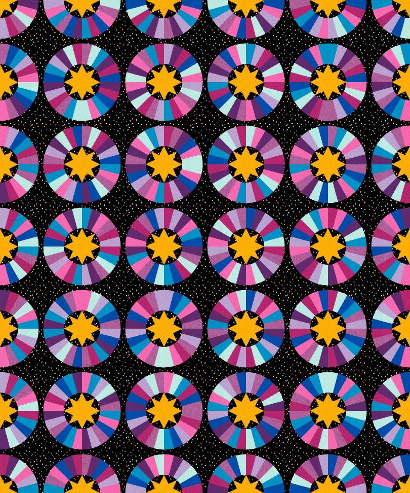 
                      
                        digital image of stars above quilt kit queen size in Kpop Demon Hunters color way
                      
                    