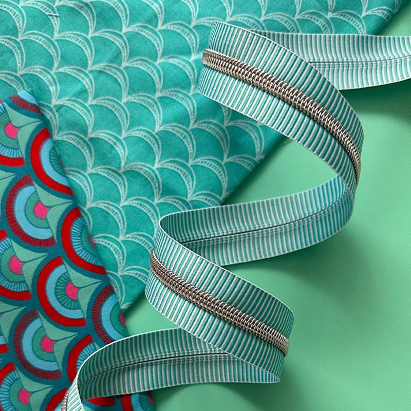 3yd Zipper Tape -  Teal Stripe