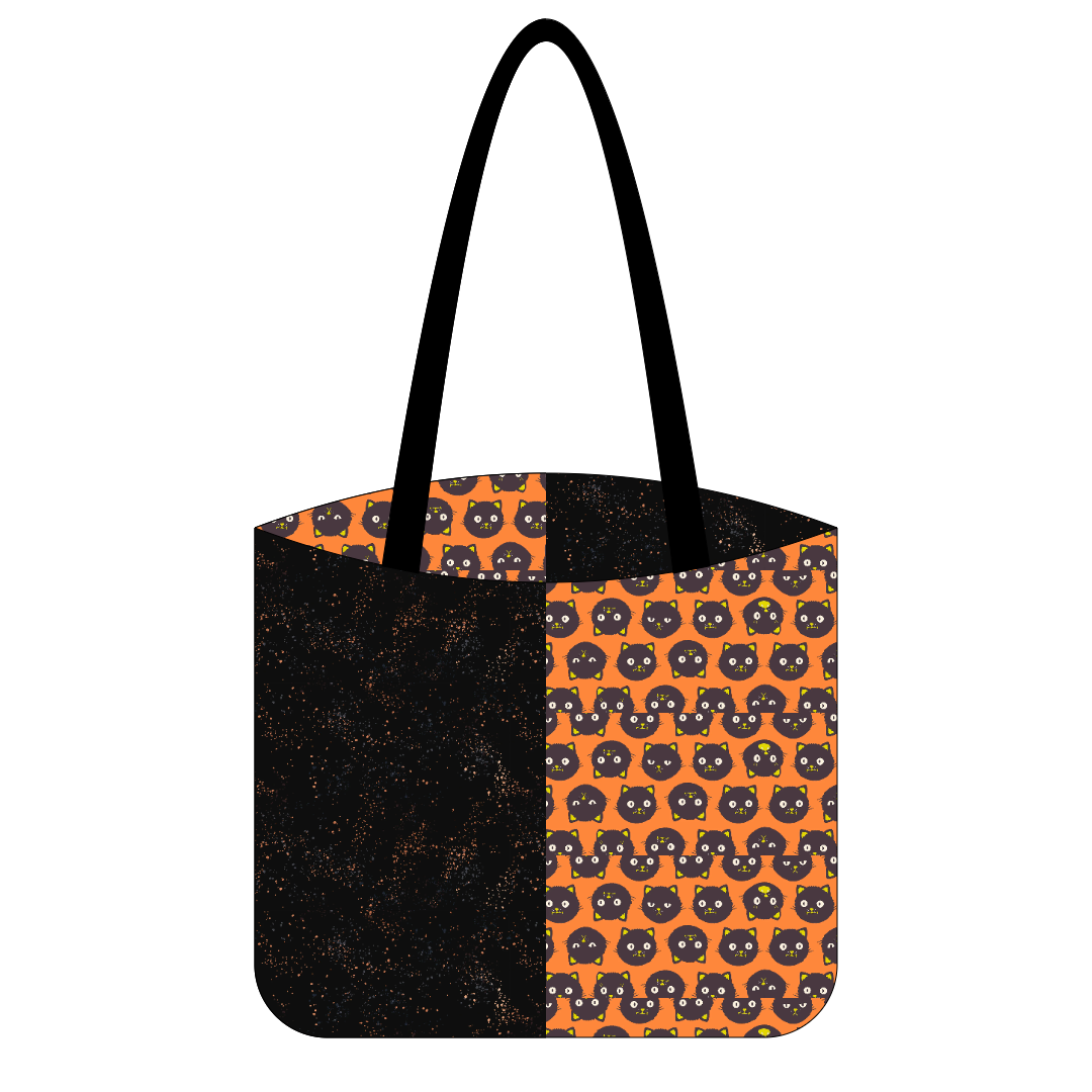 DIY Tote Kit - All Cotton -  Scaredy Cats Pumpkin and Speckled Metallic Black