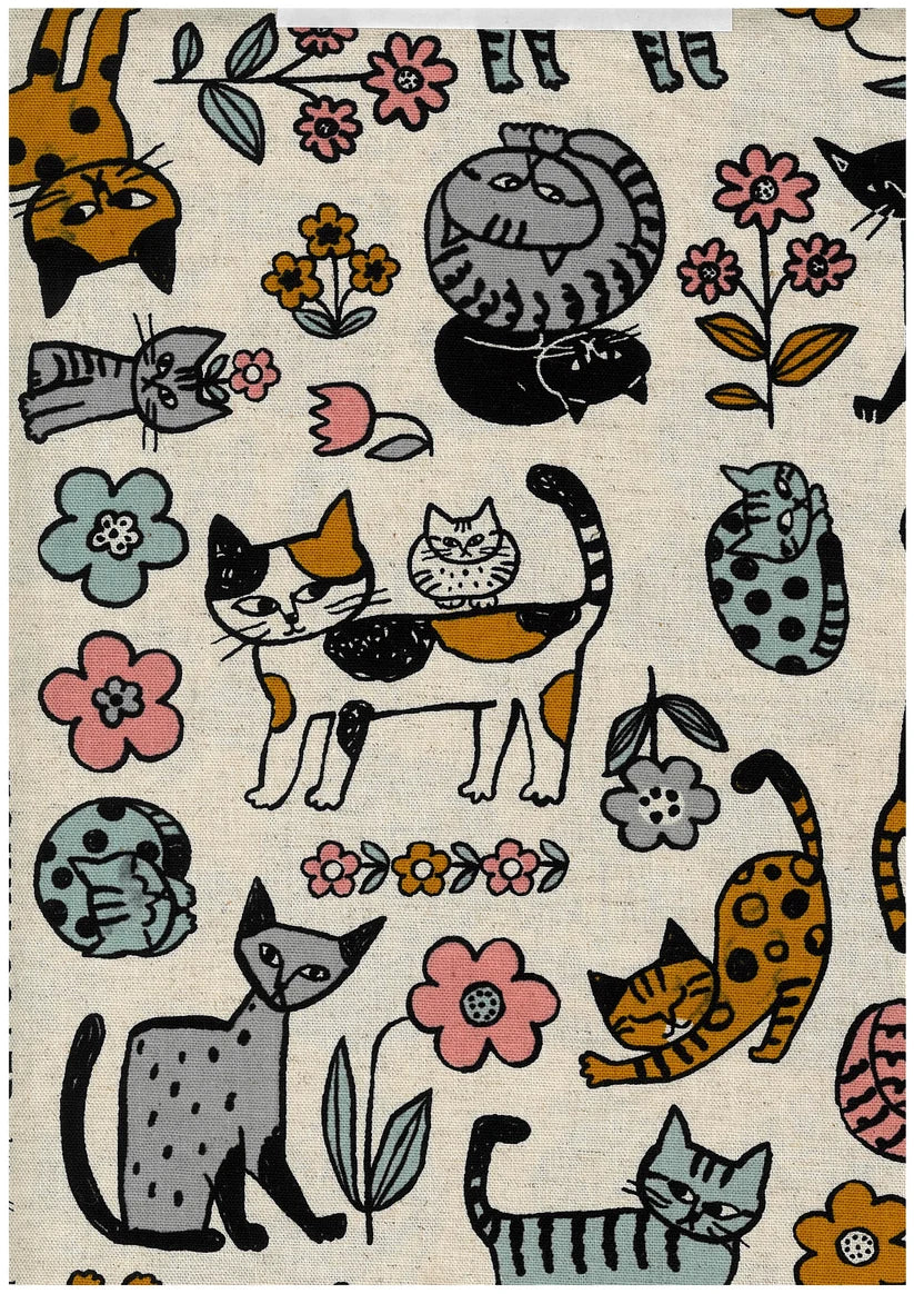 Scandinavian Cotton Linen Canvas - Cats Natural Color