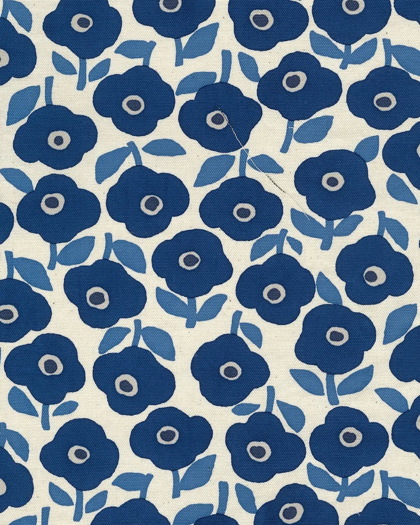 Linnea Cotton Canvas - Flowers Blue