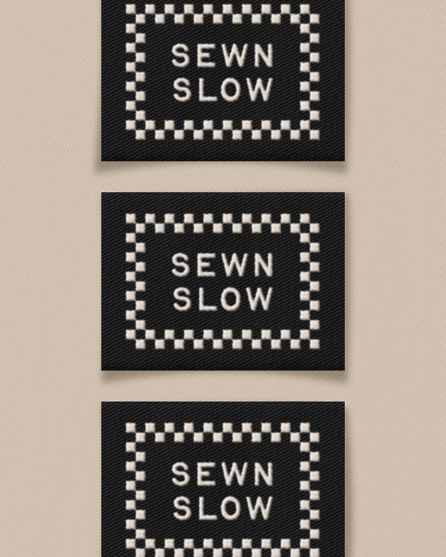 Sewn Slow Black Large Sewing Labels(6 pack)