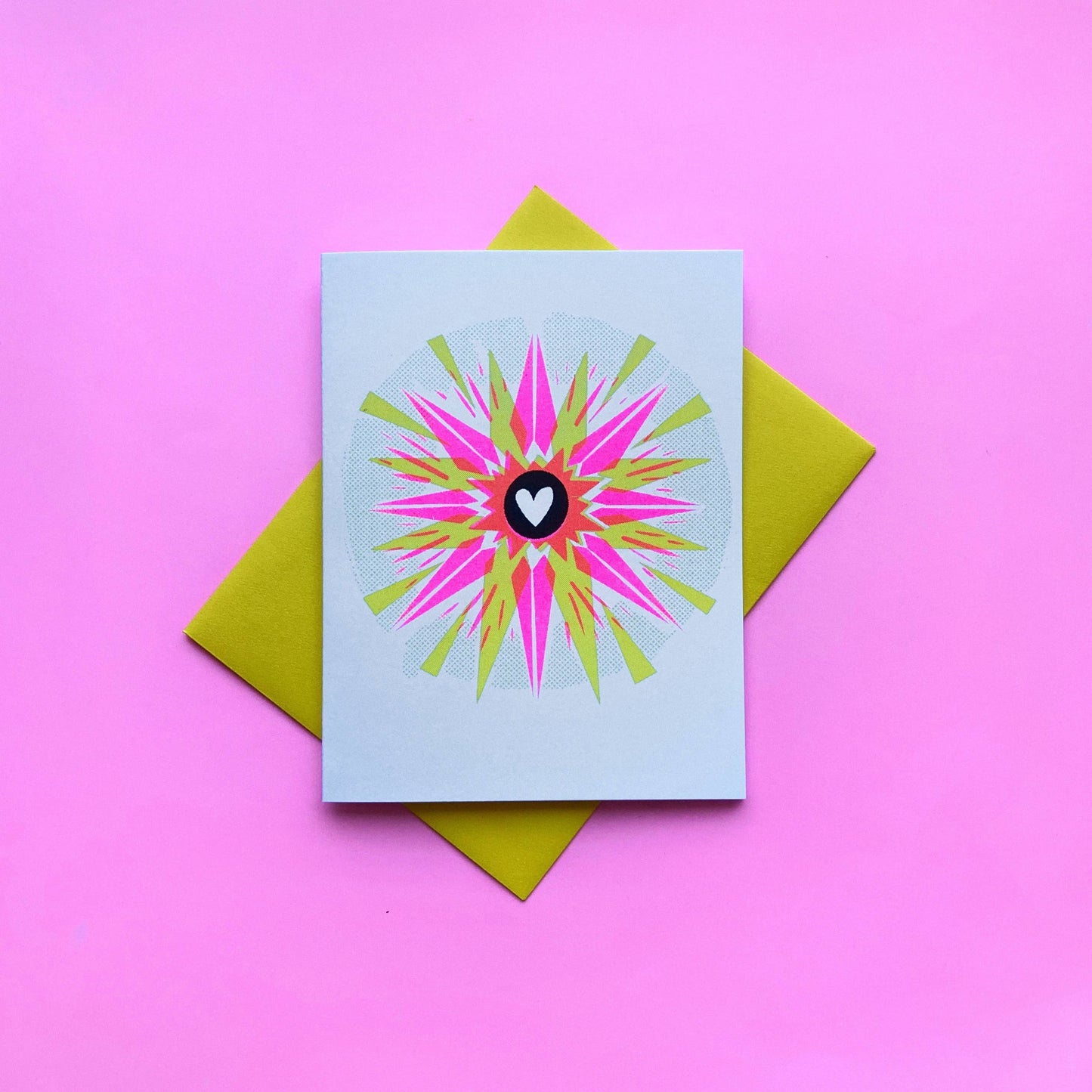 Warm Sunburst Risograph Greeting Card