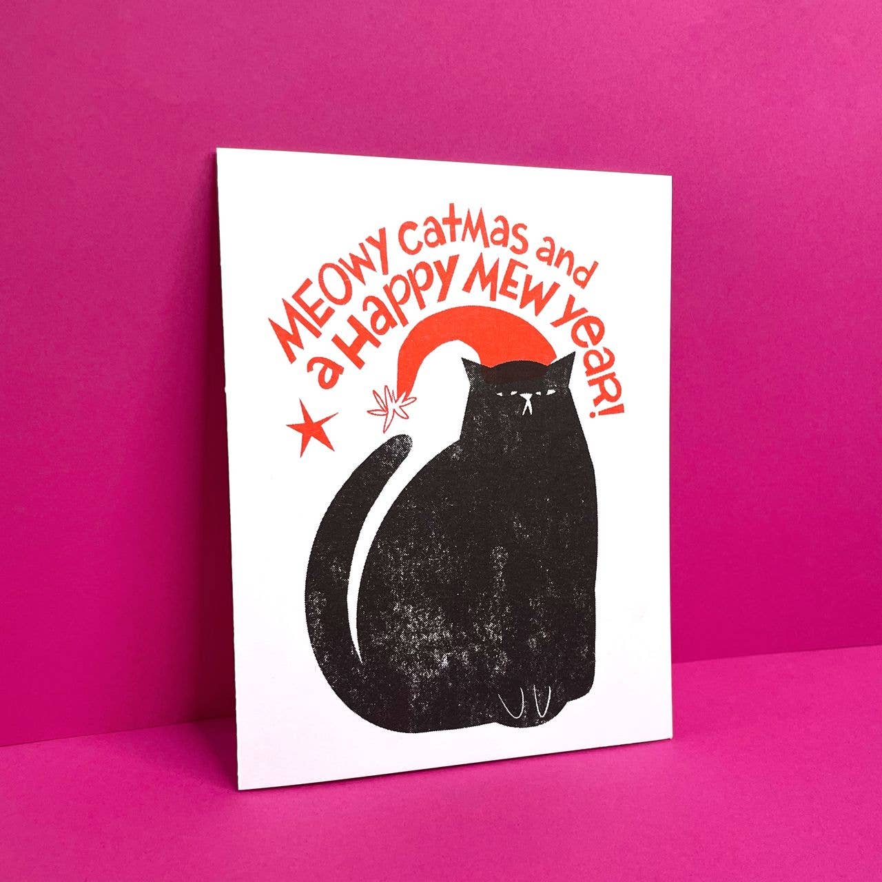 Meowy Catmasl - Christmas Risograph Holiday Card 