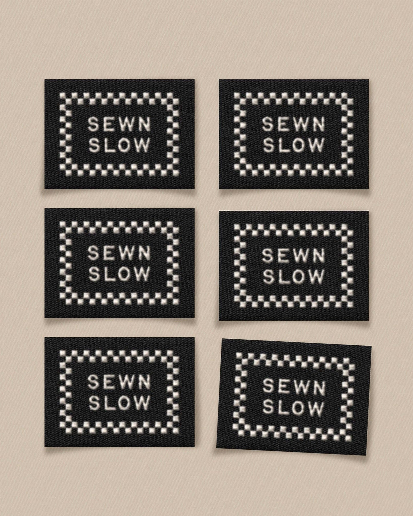 Sewn Slow Black Large Sewing Labels(6 pack)