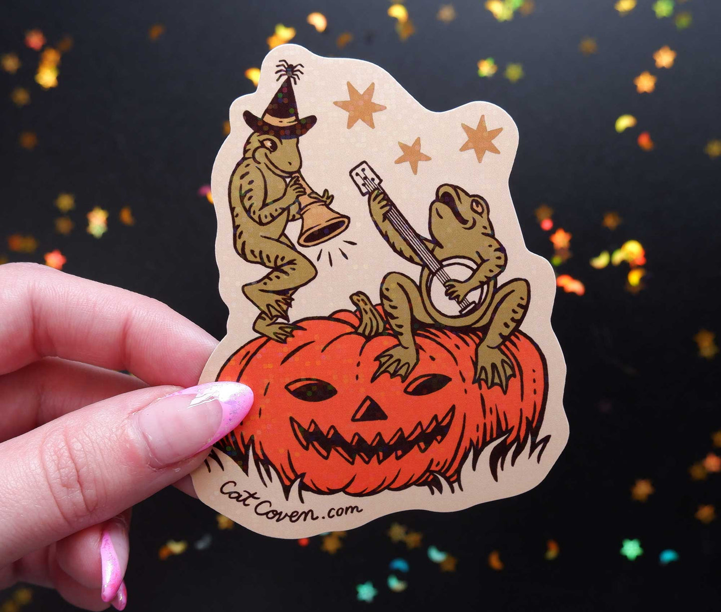 Halloween Frogs - Glitter Sticker