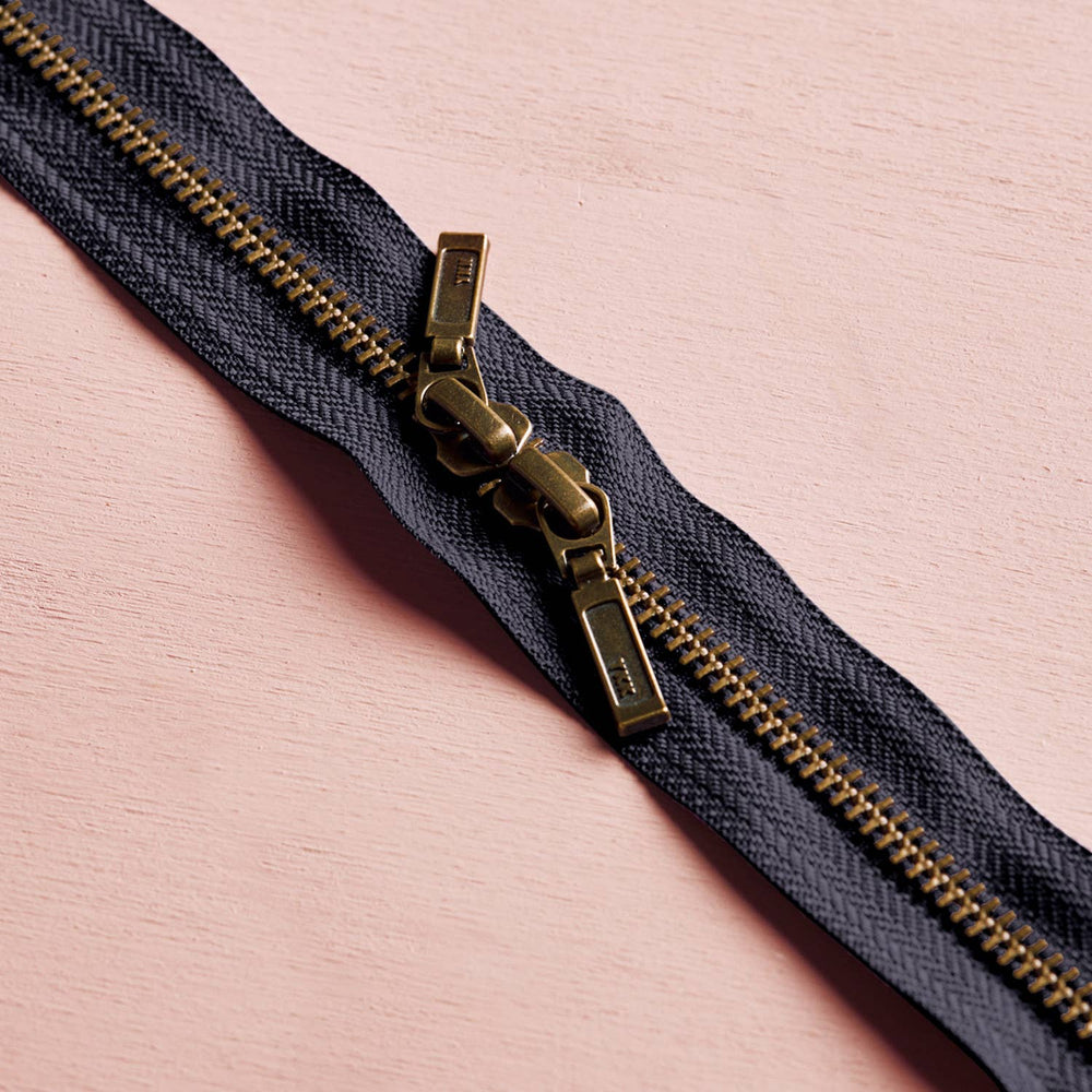 
                      
                        Brass Double Slider Zipper - 15.75"
                      
                    