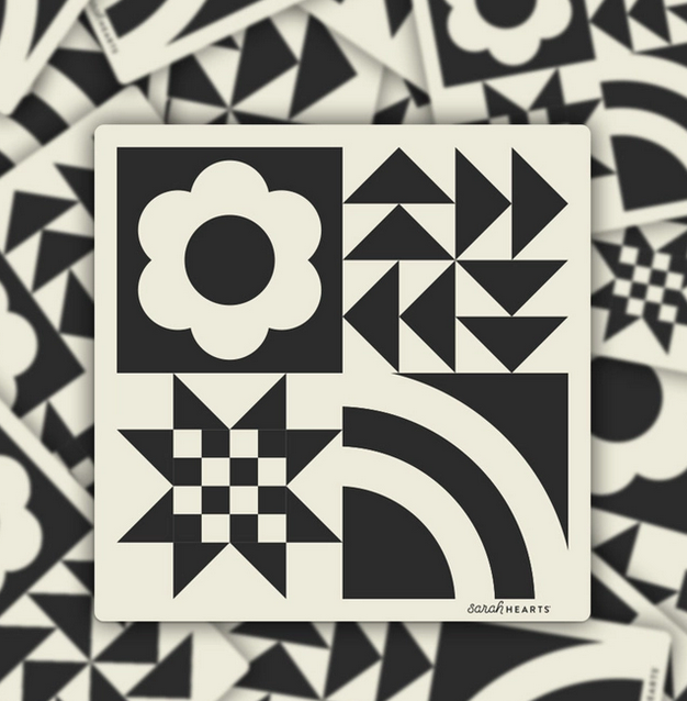 Black and White Quilt Block Sticker