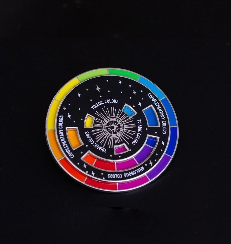 Color Wheel Enamel Pin (Black/Gold)