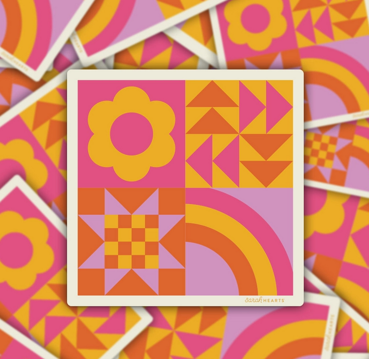 Colorful Quilt Block Sticker