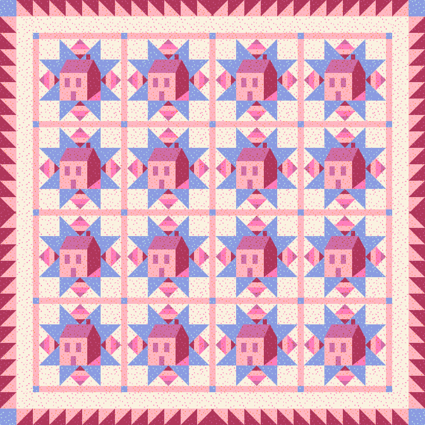 Cottagecore Quilt Kit -  Starry Pinks