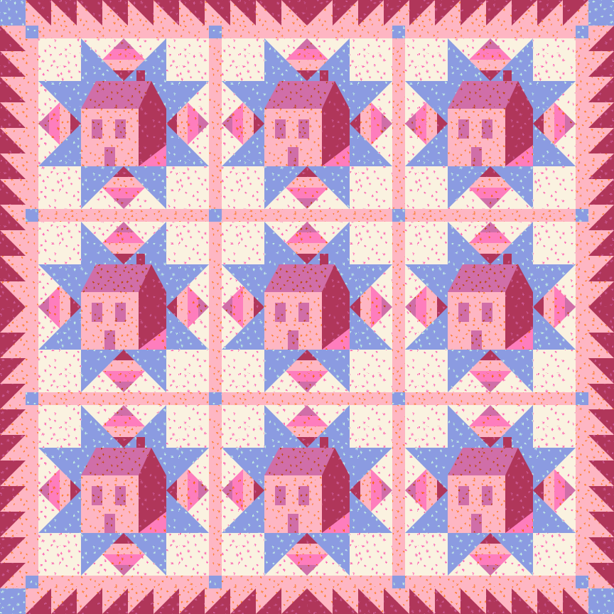 Cottagecore Quilt Kit -  Starry Pinks