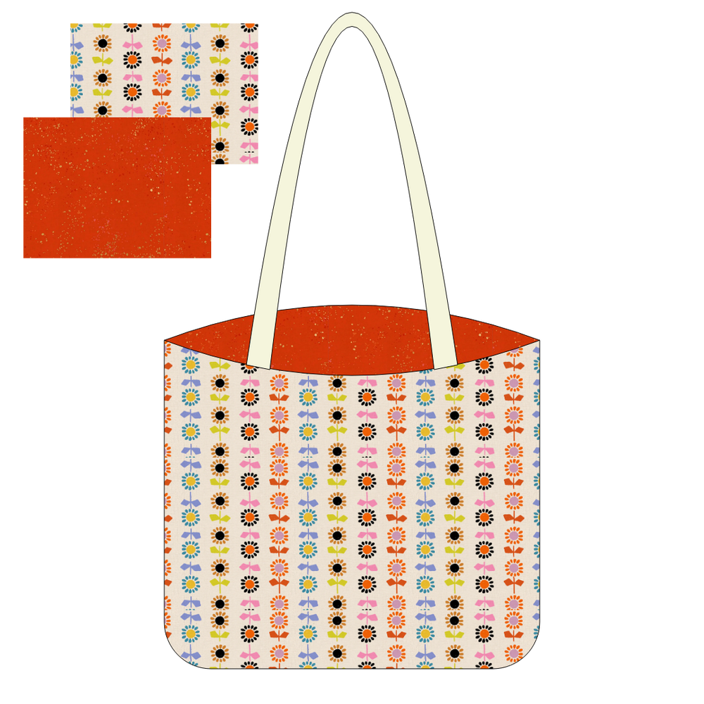 Daisy Chain Warm Red Canvas Tote Kit