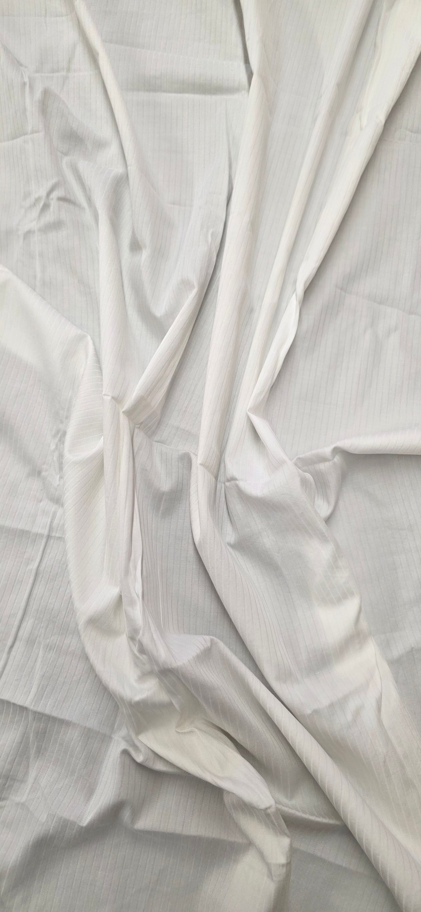 ReStash: 3yd White Dobby Weave Striped Cotton