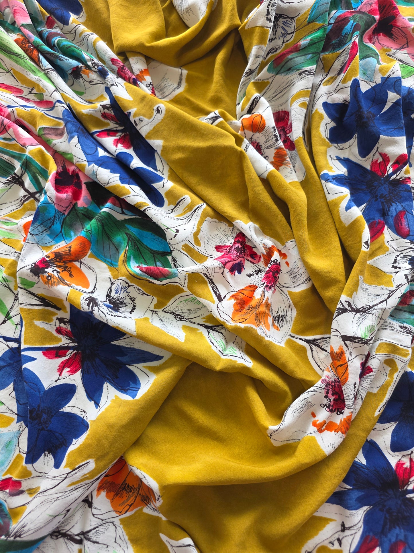 ReStash: 2.88yd Floral Double Border Design Rayon