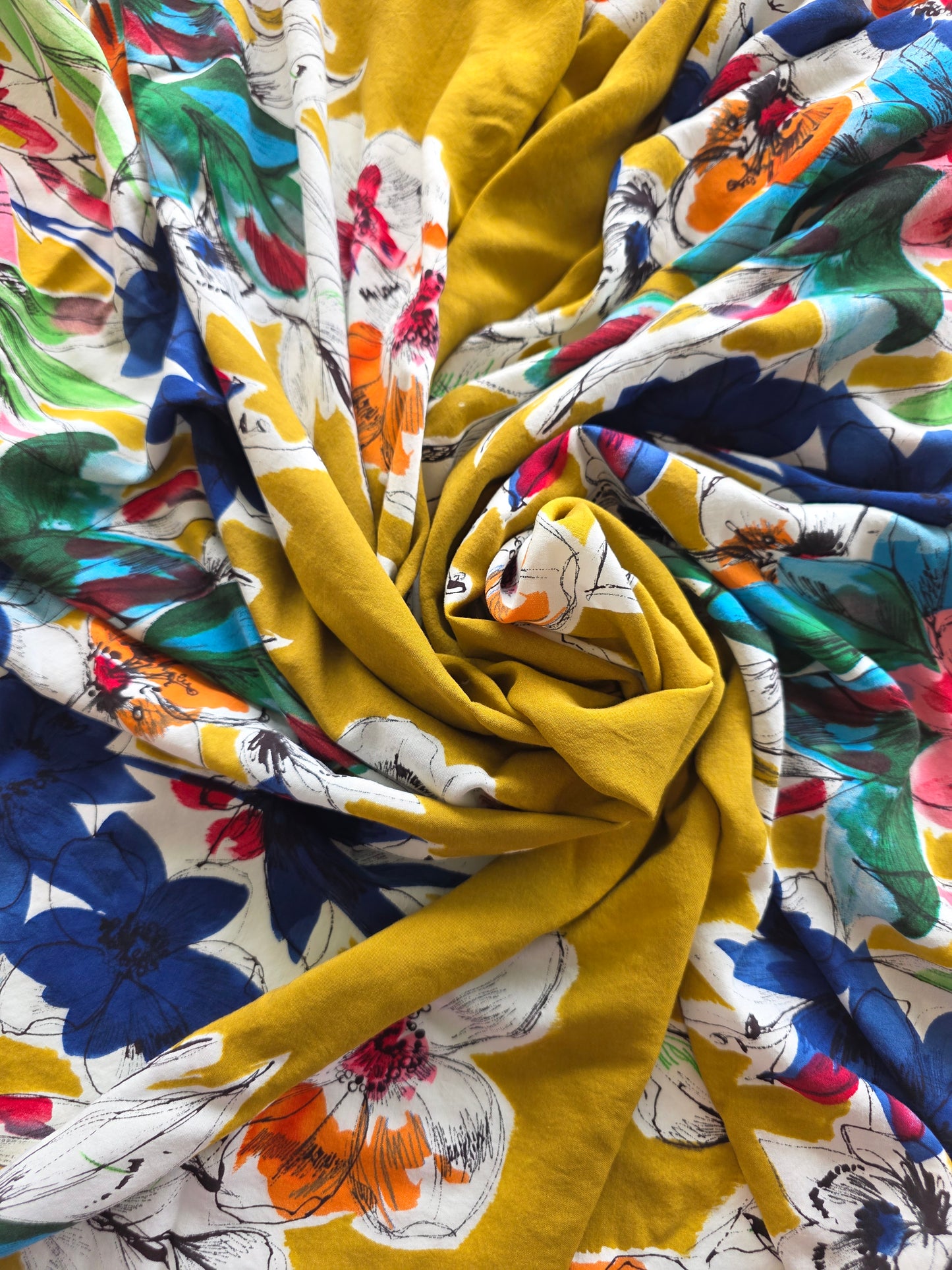 ReStash: 2.88yd Floral Double Border Design Rayon
