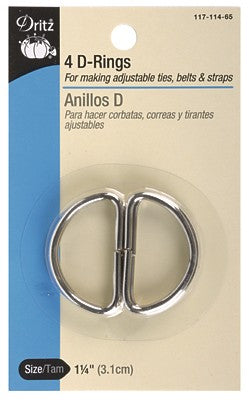 D Rings (pack of 4) - 1.25" - Nickel