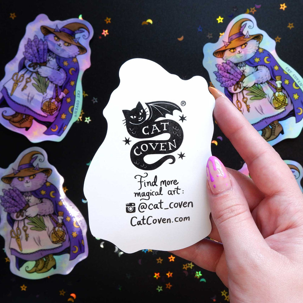 
                      
                        Lavender Cat Witch - Holographic Sticker
                      
                    