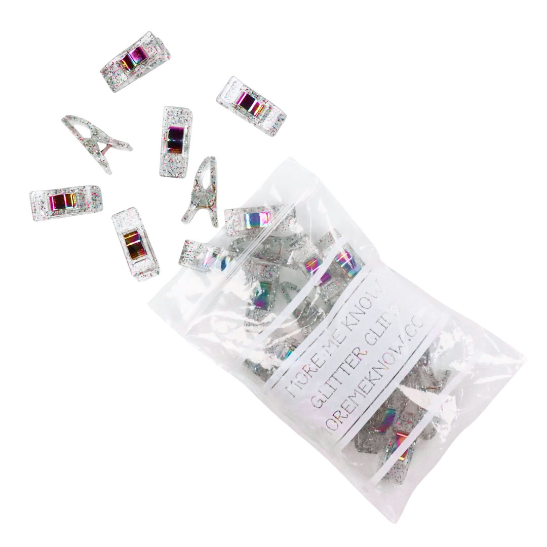 Clear Glitter Clips | Pack of 25