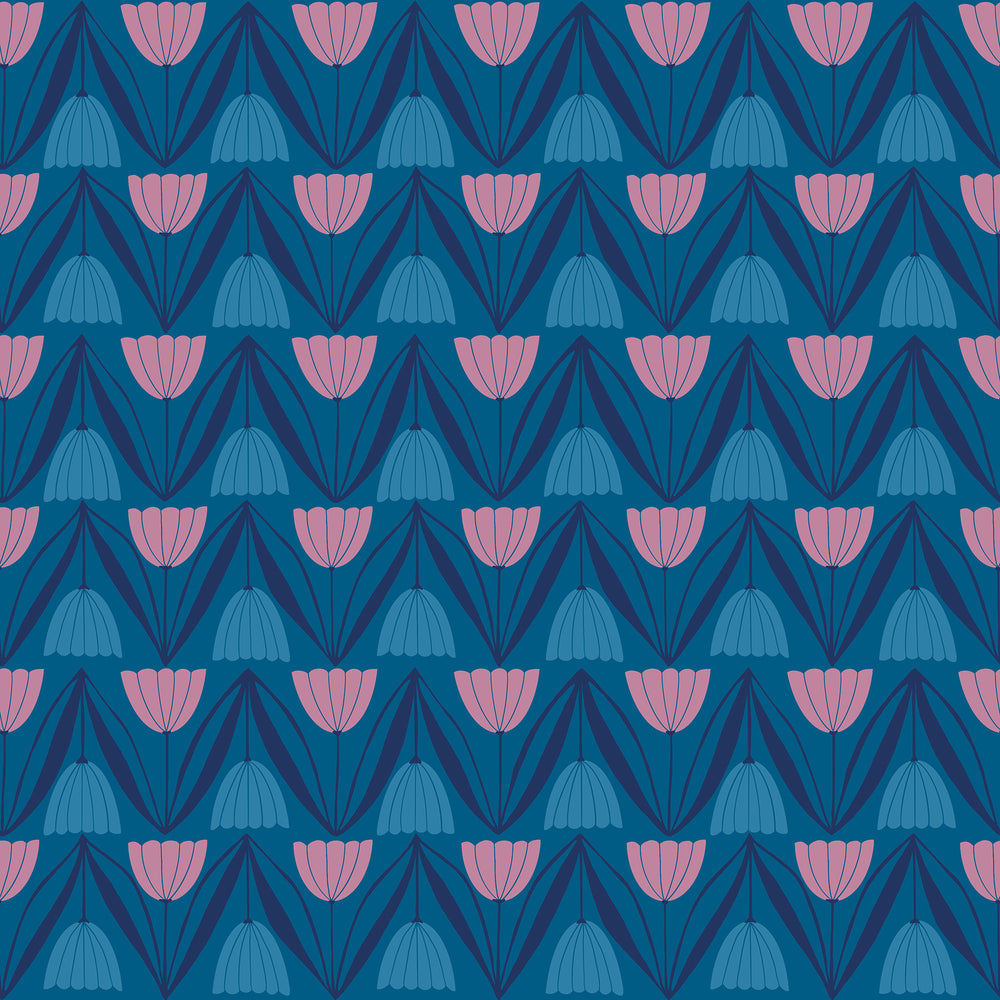 Endpaper - Tulips - Blue Raspberry