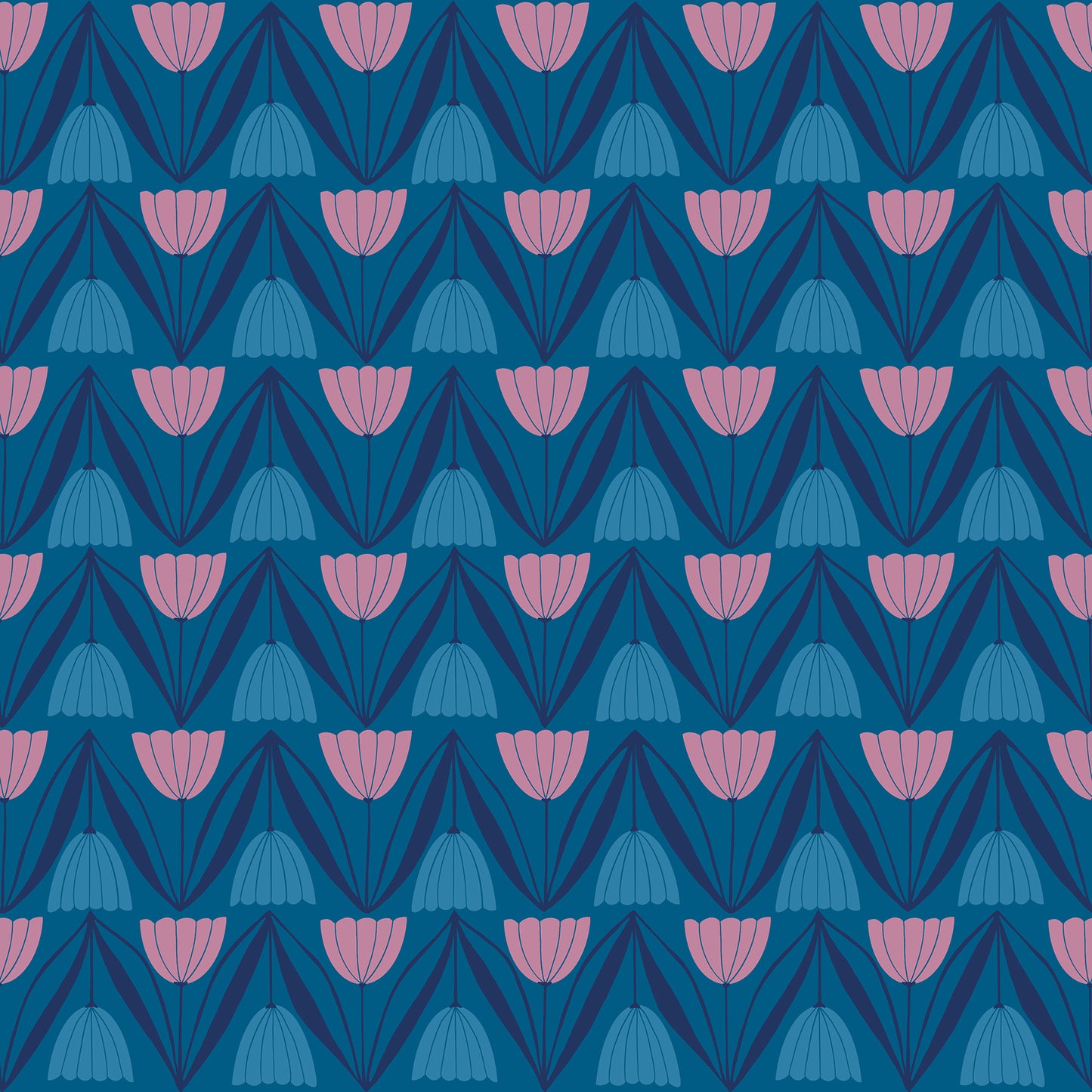 Endpaper - Tulips - Blue Raspberry