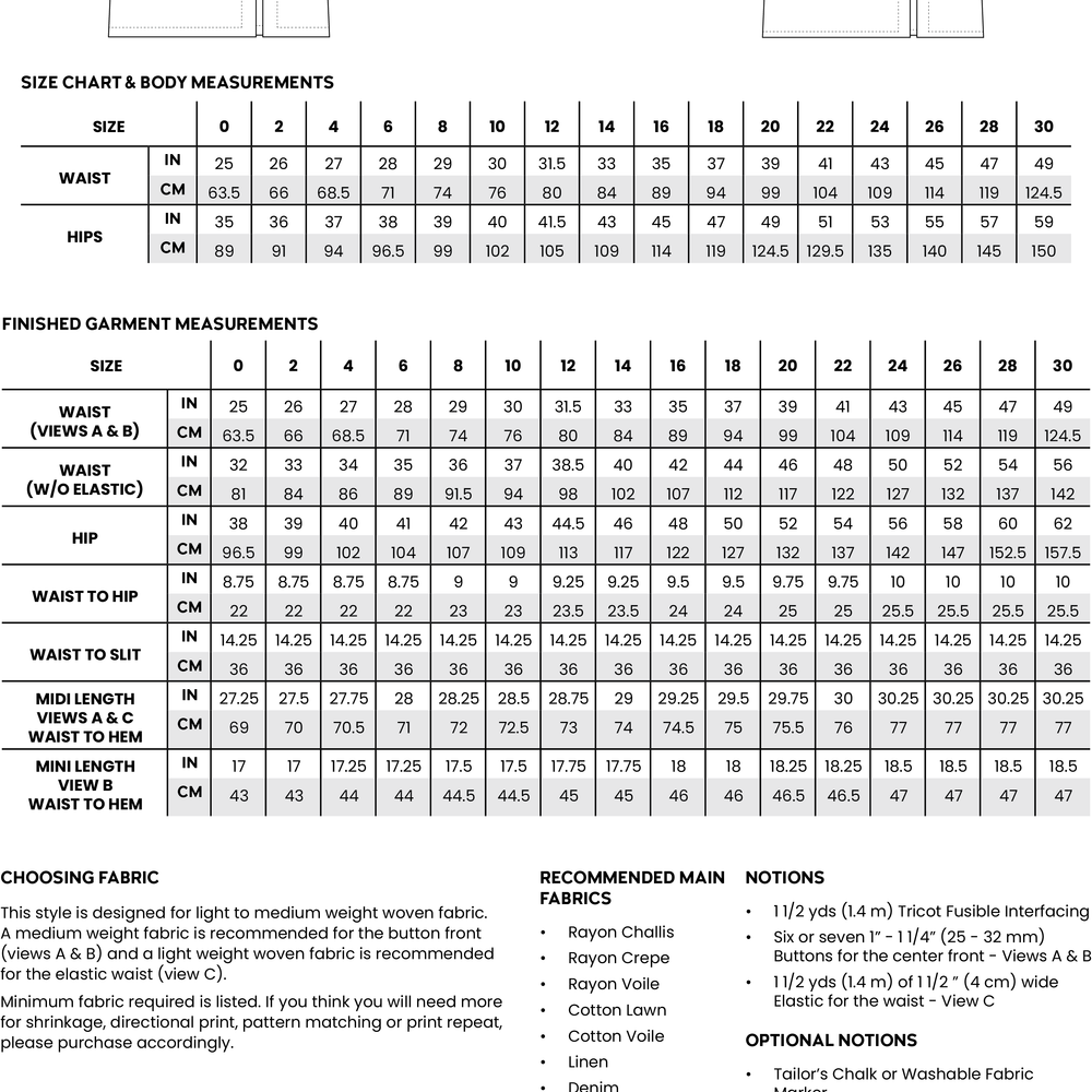 
                      
                        Evelyn Skirt Pattern - Sizes 0-30 (up to 59" hip)
                      
                    