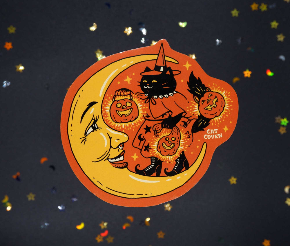 Cat Witch & Moon - Sticker