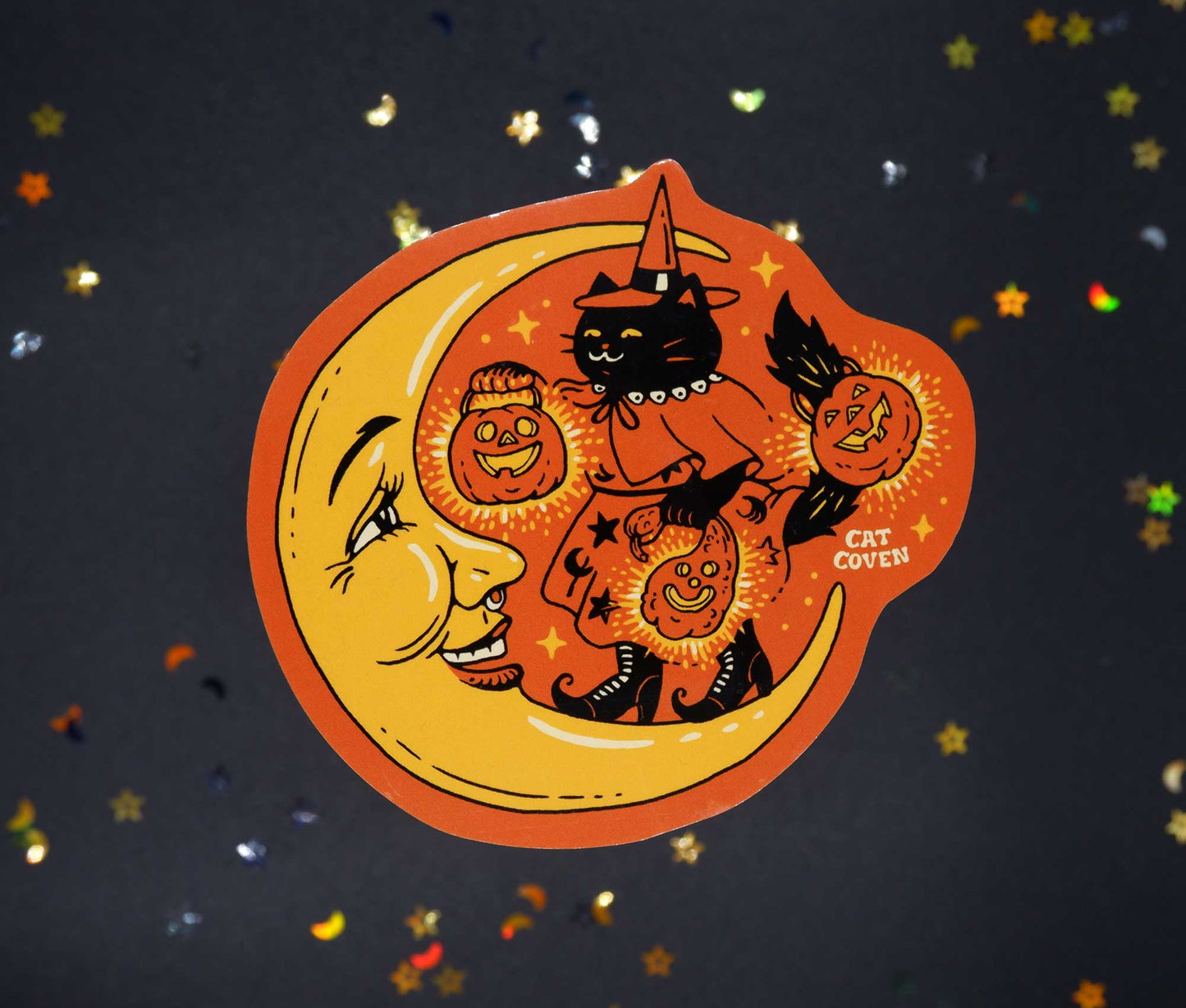Cat Witch & Moon - Sticker