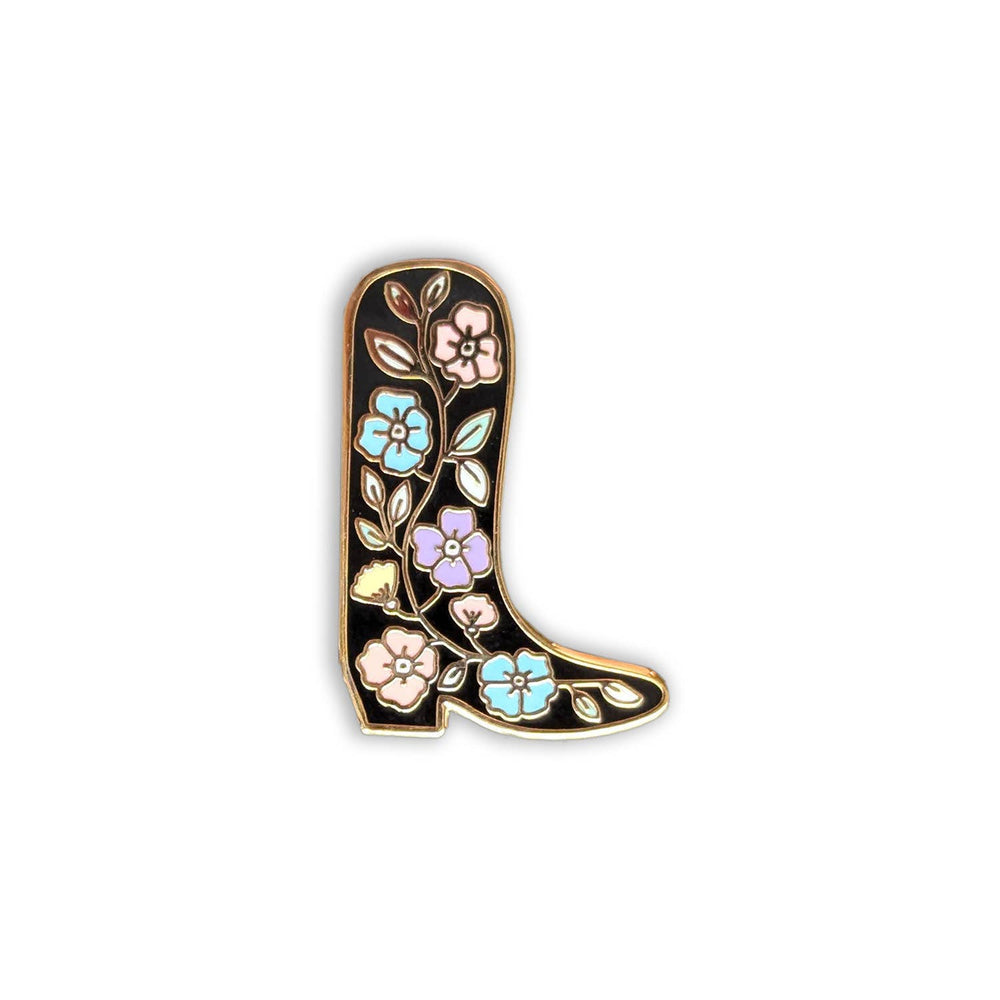 Folk Floral Cowboy Boot Enamel Pin