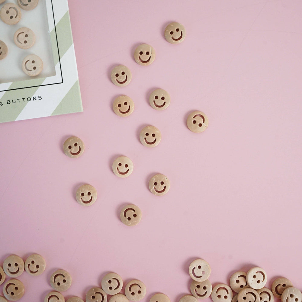 Smiley Face 1/2" Wood Buttons (set of 12)
