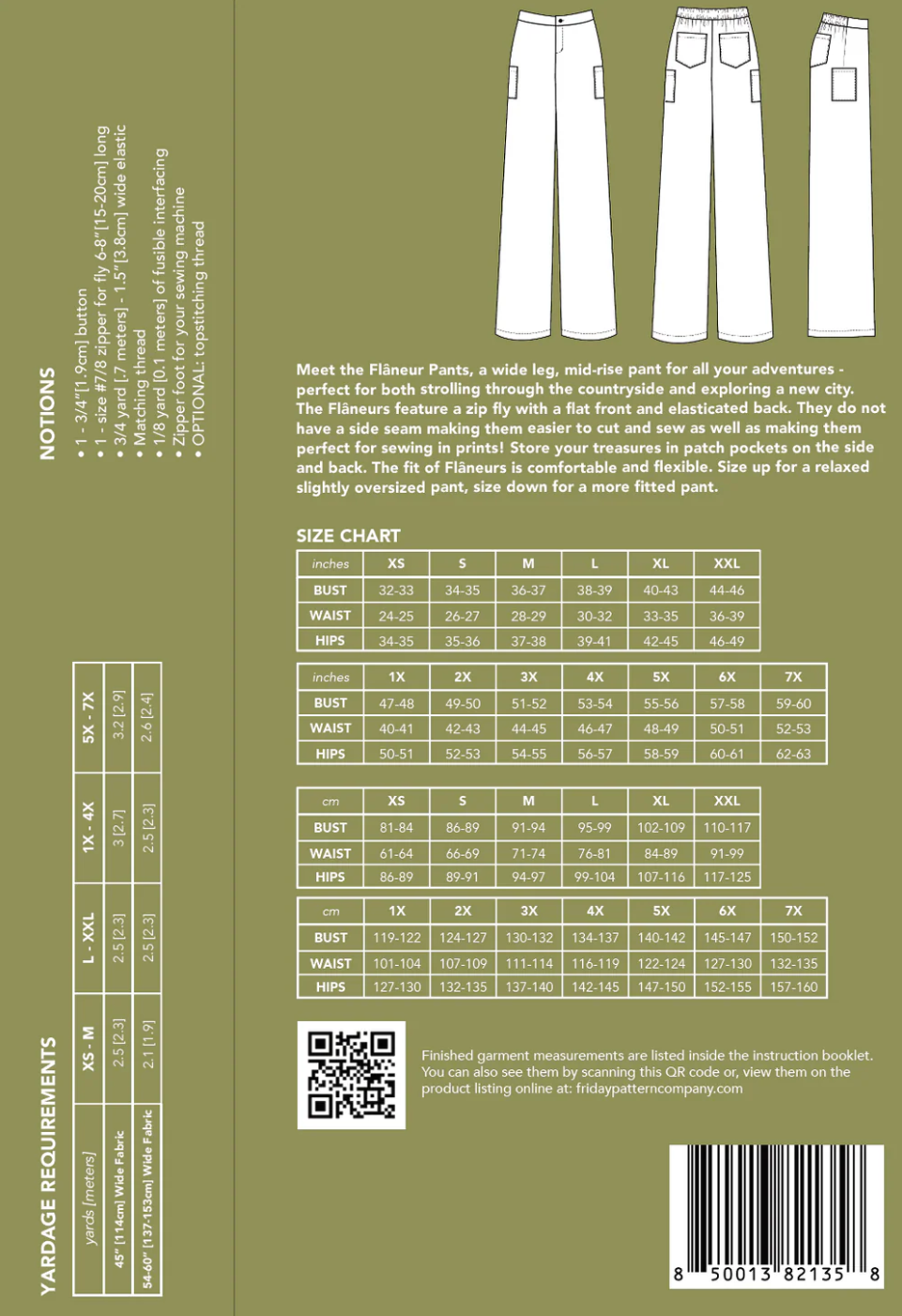 Flaneur Pants - Sizes XS-7X (up to 63" hip)